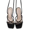 Womens Sandals Strappy Heels for Women Lace Up Square Open Toe Heels Tie Up High Heeled Sandals for Prom, Party, Daily Wear