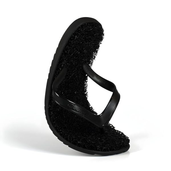 Flip Flops | Mens | Flat Classic Black | Exfoliating, Massaging and Relaxing | Comfortable & Lightweight Thong Sandals | 100%