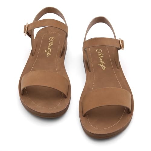 Flat Sandals for Women – Open Toe 1 Band Ankle Strap Summer Dressy Sandals, Lightweight Casual Strappy Slip-On Flats with