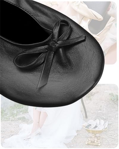 Stylish Foldable Ballet Flats for Women Portable Roll Up Travel Shoes for Wedding Bridesmaid Includes Carrying Pouch