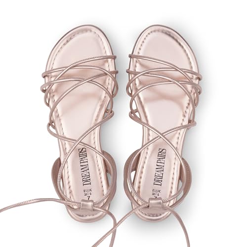 Lace-up Gladiator Sandals Strappy Dressy Summer Flat Sandals for Women