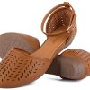 Womens Roman Ankle Strap Cage Closed Toe Flat Sandals