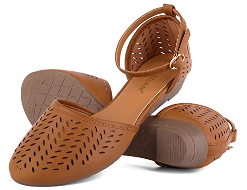 Womens Roman Ankle Strap Cage Closed Toe Flat Sandals