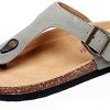 Women Slide Men Cork Sandal Flat Adjustable Leather Casual Open Toe Shoes Flip-flops Summer
