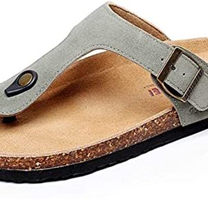 Women Slide Men Cork Sandal Flat Adjustable Leather Casual Open Toe Shoes Flip-flops Summer
