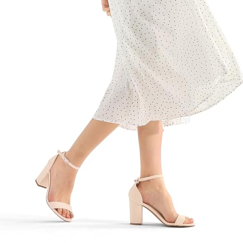 Women's Chunky Block Heels Open Toe Ankle Strap 3.5 Inch Heeled Sandals