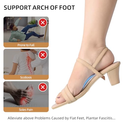 Arch Support Inserts, Gel Arch Support Cushions for Flat Feet Plantar Fasciitis, Shoe Insoles for Pain Relief - Woman & Man,