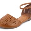 Womens Roman Ankle Strap Cage Closed Toe Flat Sandals