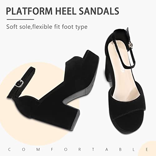Women's Platforms Wedges Sandals Suede Open toe Ankle Strap Fashion Wedding Sexy Dress Block Chunky High Heels Pumps Shoes