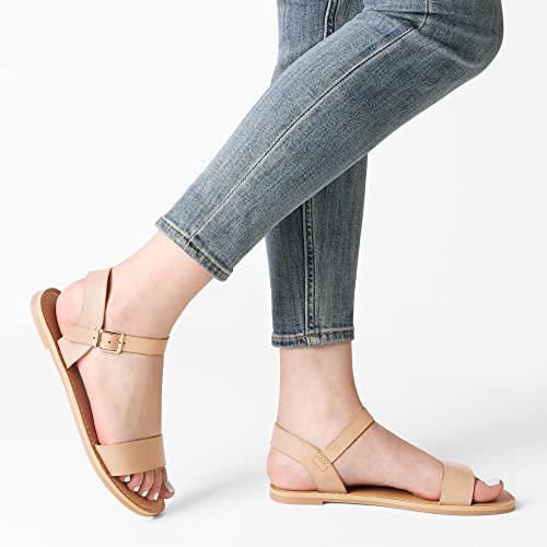 Women's Ankle Strap Flat Sandals Open Toes One Band Buckle Summer Dressy Sandals