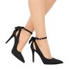 Women's Pointed Toe High Heels Ankle Strap D'Orsay Pumps Shoes Bow Wedding Bowtie Back Dress Sandals