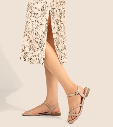 Women’s Flat Sandals Slip On Summer Gladiator Open Toe Braided Slingback Shoes