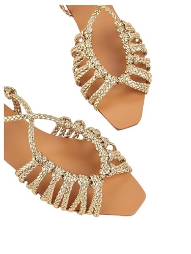 Women's Metallic Braided Slingback Sandals Casual Strappy Sandals