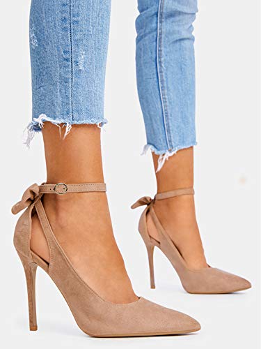 Womens High Heels Bow Tie Back Sexy Stiletto Ankle Strap Wedding Dress Pumps Shoes