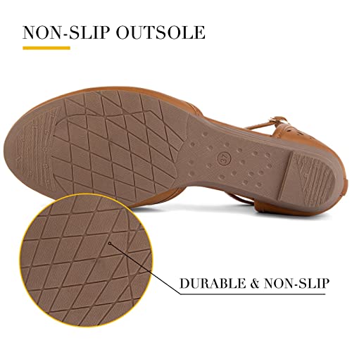 Womens Roman Ankle Strap Cage Closed Toe Flat Sandals