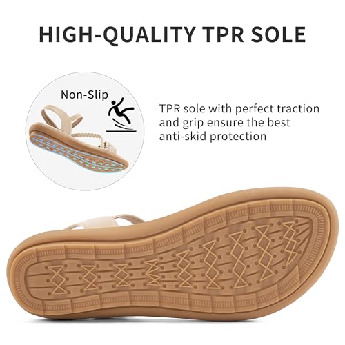 Dressy Womens Sandals Summer: Comfortable Strappy Flats Sandals Women - Breathable Walking Woman Shoes