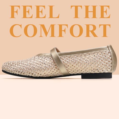 Mesh Ballet Flats for Women Adjustable Strap Mary Jane Flats Casual Office Shoes