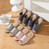 Women Mens Unisex Washable Cotton Open-Toe Home Slippers Indoor Shoes Casual Flax Soft Non-Slip Sole Shoes