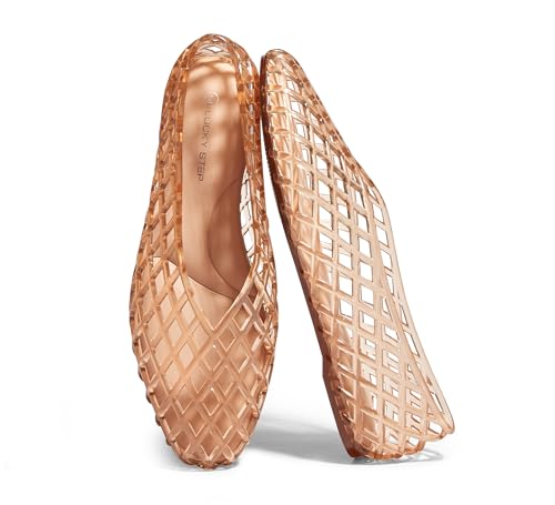 Women's Jelly Ballet Flats Mesh Casual Comfortable Jellies Shoes Clear Hollow Breathable Sandals
