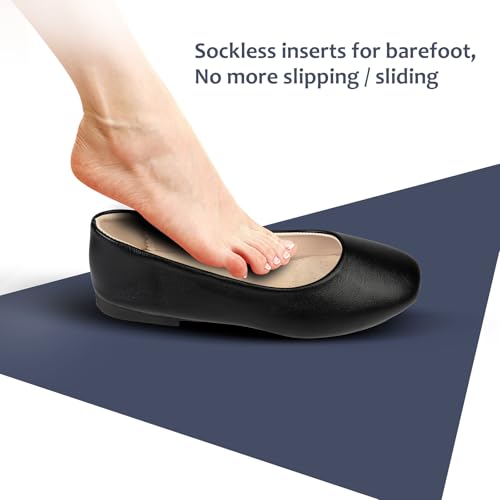 2 Pairs Pigskin Sockless Insoles|Barefoot Cushion Pads|Absorbs Sweat & Controls Odor|Wear Without Socks|Extra Thin Dress Shoes