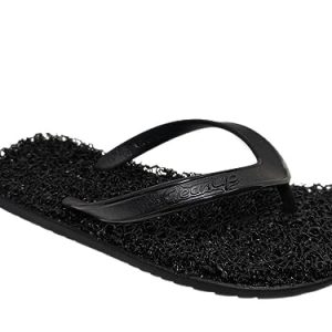Flip Flops | Mens | Flat Classic Black | Exfoliating, Massaging and Relaxing | Comfortable & Lightweight Thong Sandals | 100%