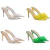 Women's Clear Pointed Open Toe Stiletto Heel Slide Sandals Fashion Sexy Slip On Transparent Strap High Heels Mules Summer