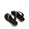 Women's Comfortable Dressy Flat Sandals Rhinestone Elastic T-Strap Thong Sandals for Summer Beach