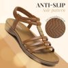 Womens Sandals Arch Support Summer Flat Gladiator Sandals Comfortable Beach Dressy Slides for Women