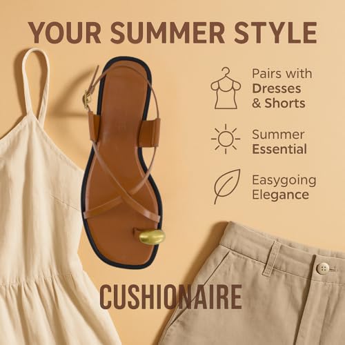 Corfu Flat Sandals for Women – Strappy Design with Toe Loop and Adjustable Ankle Strap – Lightweight Summer Dress Sandal