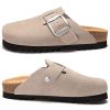 Suede Clogs for Women Leather Slip-on Mules Men's Potato Shoes Non Slip Sandals with Adjustable Buckle