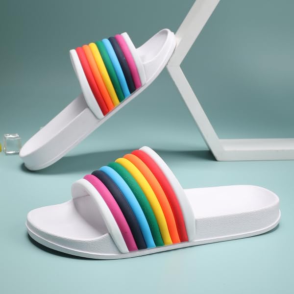Rainbow Sport Sandal Slide for Women for Men Pride Month LGBTQ+ Parades Queer Party Cute Y2k Kawaii Aesthetic Sandals Shower