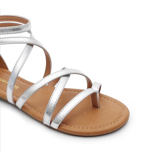 Women's Dressy Gladiator Summer Cross Strappy Sandals Comfort Flat Casual Beach Fisherman Thong Sandals