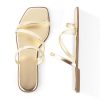 Strappy Flat Sandals For Women Slip On Square Open Toe Slides Sandals
