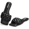 Braided Womens Sandals Square Open Toe Fashion Slide Sandals Women Dressy Summer Flat Beach 2025 Size 6-11