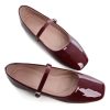 Leather Flats for Women Comfortable Square Toe Slip On Flats Soft Work Flats Retro Mary Jane Flats