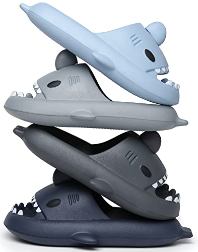 Men's and Women's Shark Slides Cloud Slippers Summer Novelty Open Toe Slide Sandals Anti-Slip Beach Pool Shower Shoes with