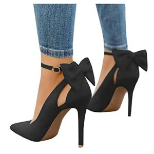 Women's Pointed Toe High Heels Ankle Strap D'Orsay Pumps Shoes Bow Wedding Bowtie Back Dress Sandals