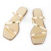Strappy Flat Sandals For Women Slip On Square Open Toe Slides Sandals