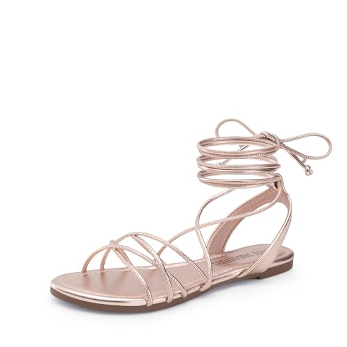 Lace-up Gladiator Sandals Strappy Dressy Summer Flat Sandals for Women