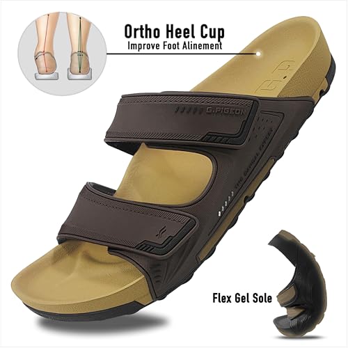 PIRO Unisex Orthoheel High Density Gel Slide Sandals Water Release Sole