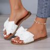 Women's Bow Knot Slides Open Toe Flat Sandals Summer Slip On Slippers