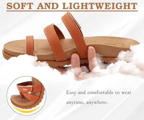 Womens Slides Sandals with Plantar Fasciitis Arch Support Fashion Comfort Adjustable Flat Sandals Ladies Lightweight Orthotic