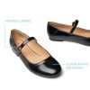 Mary Jane Flats for Women Leather Ballet Flats Shoes Round Toe Comfy Dressy Casual Work Flats with Ankle Strap