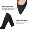 Women's High Chunky Block Closed Toe Heels,Slip On Pointed Toe Work Dress Office Wedding Party Pumps Shoes
