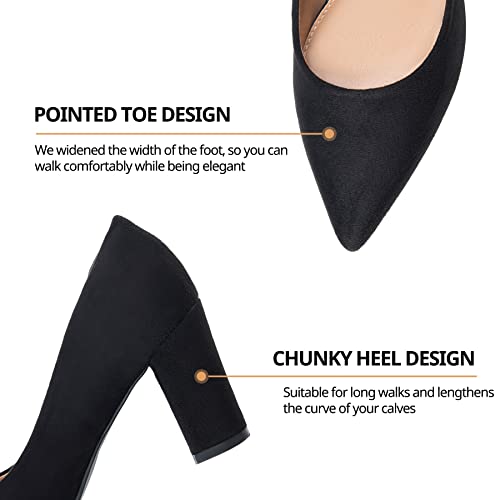 Women's High Chunky Block Closed Toe Heels,Slip On Pointed Toe Work Dress Office Wedding Party Pumps Shoes