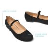 Mary Jane Flats for Women Leather Ballet Flats Shoes Round Toe Comfy Dressy Casual Work Flats with Ankle Strap