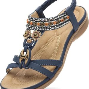Womens Sandals Arch Support Summer Beach Sandals Comfort Walking Shoes Bohemian Flip Flops Sandals for Women