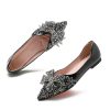 Flats Shoes Women Rhinestone Wedding Flats Comfort Pointed Toe Ballet Flat Shoe Low Heel Dress Shoes Sparkly Flats for Women