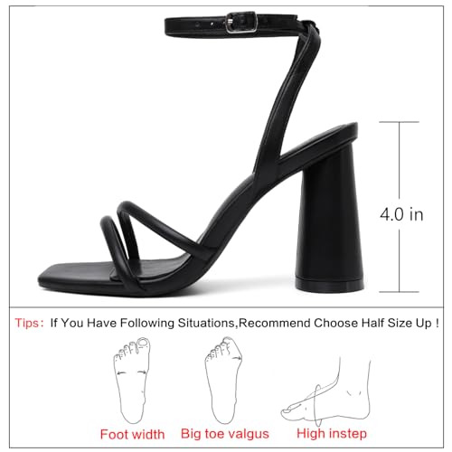 Block Heels Prom Heeled Sandals for Women Chunky Square Open Toe Strappy High Heels Ankle Strap Wedding Bridal Shoes High Heel