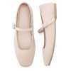 Knit Flats for Women Square Toe Flats Casual Ballet Flats with Ankle Strap,Mary Jane Shoes Women Comfortable for Dressy Office
